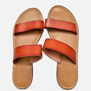 Old Navy Rust Orange Double Strap Slide Sandals Size 8